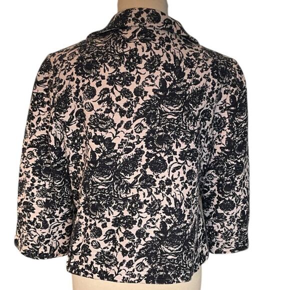 Talbot's Womens Blue & White Floral Cape Style Coat 100% Cotton Classic Size 12 - Picture 6 of 12